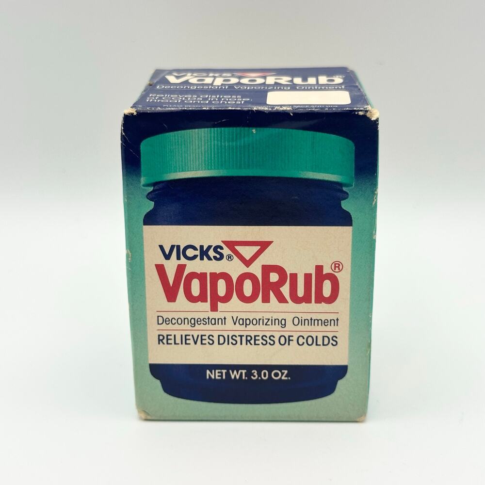 Vicks Vaporub NOS Vintage Deadstock Ointment 3 oz Bottle Blue Jar Sealed